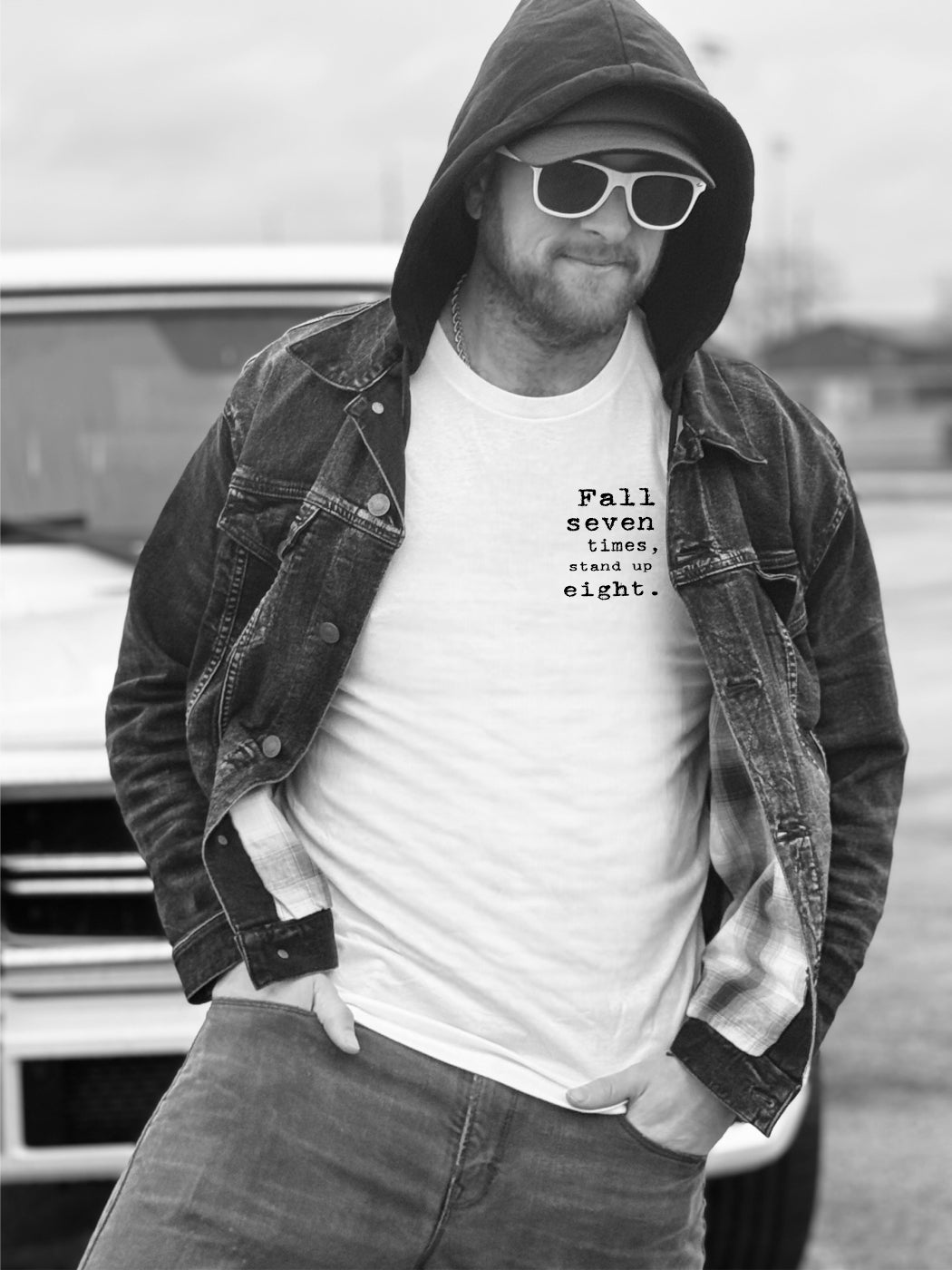 Rebranded "fall seven times, stand up eight." Crew Neck Tee