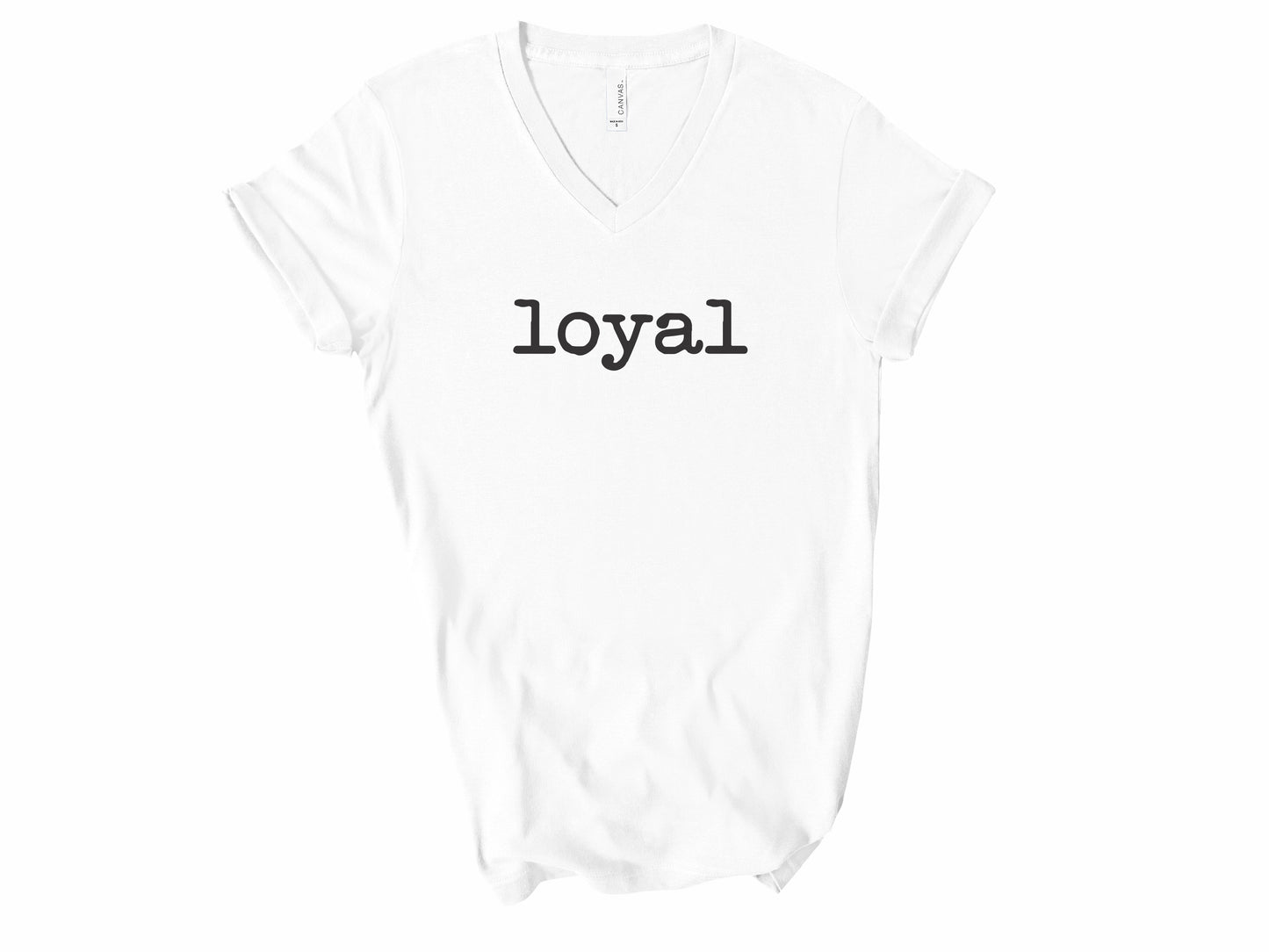 Rebranded "loyal" V-Neck Graphic Tee