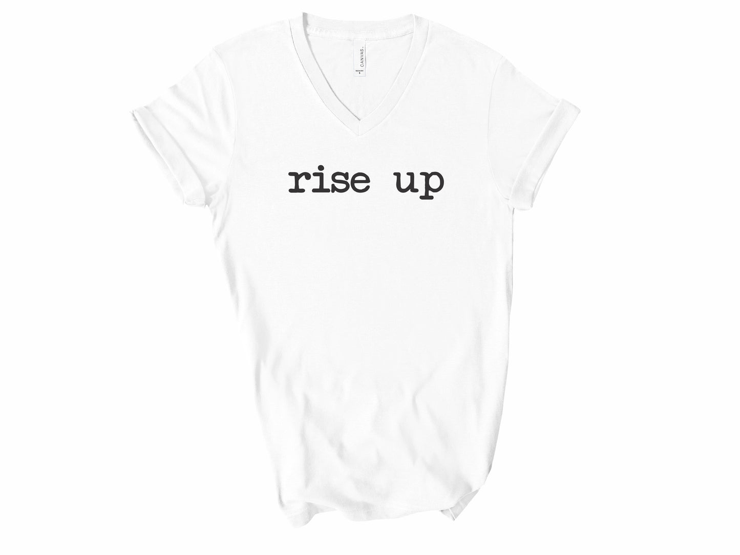 Rebranded "rise up" V-Neck Graphic Tee