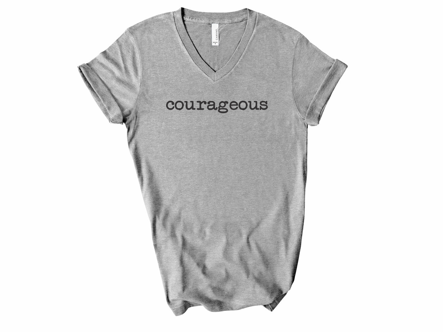 Rebranded "courageous" V-Neck Graphic Tee