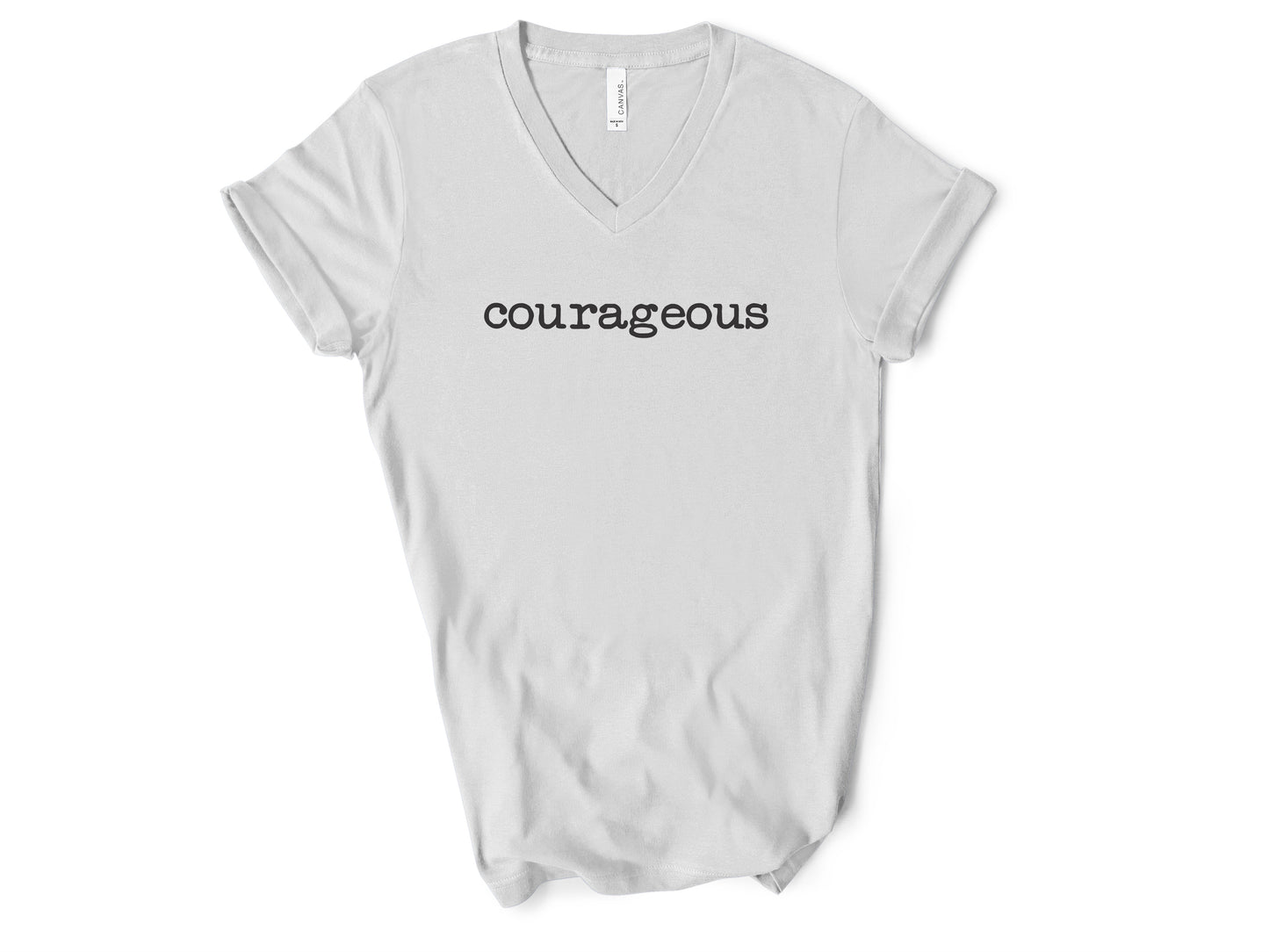 Rebranded "courageous" V-Neck Graphic Tee